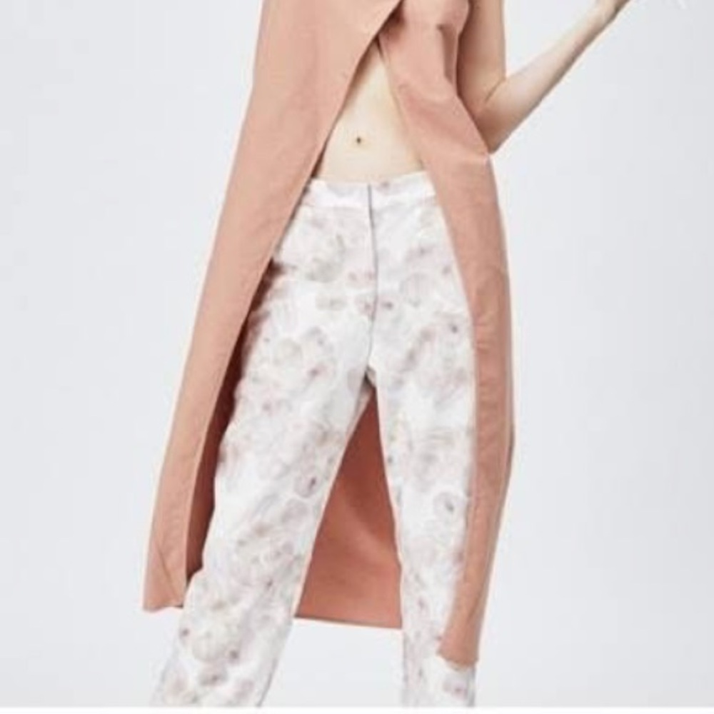 Anthropologie Hanna Botanical White & Brown Ink Pants by Ellender Size 12 NWT